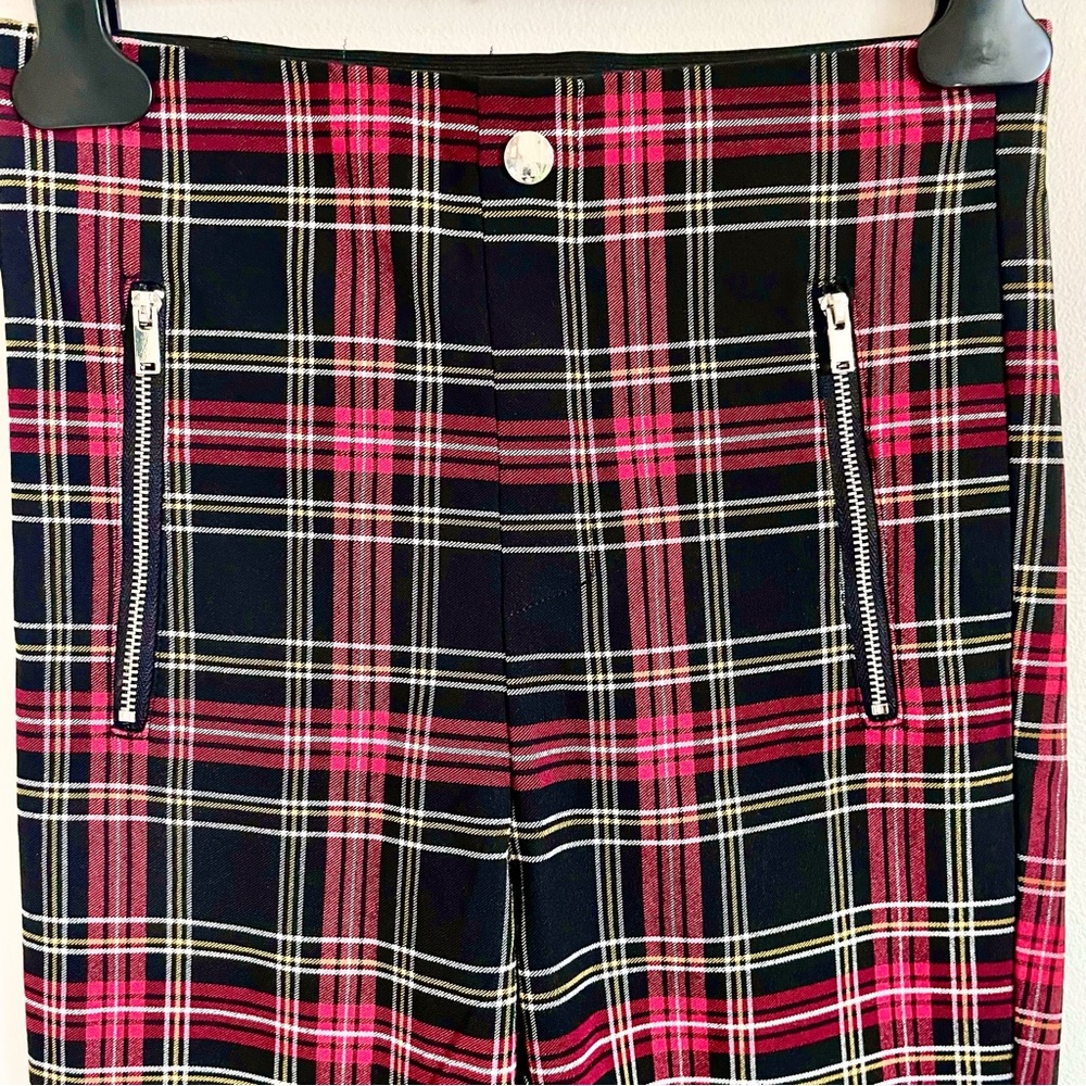 Zara Plaid Skinny Ankle Pants With Zipper Detail Size S EUC - Picture 9 of 10